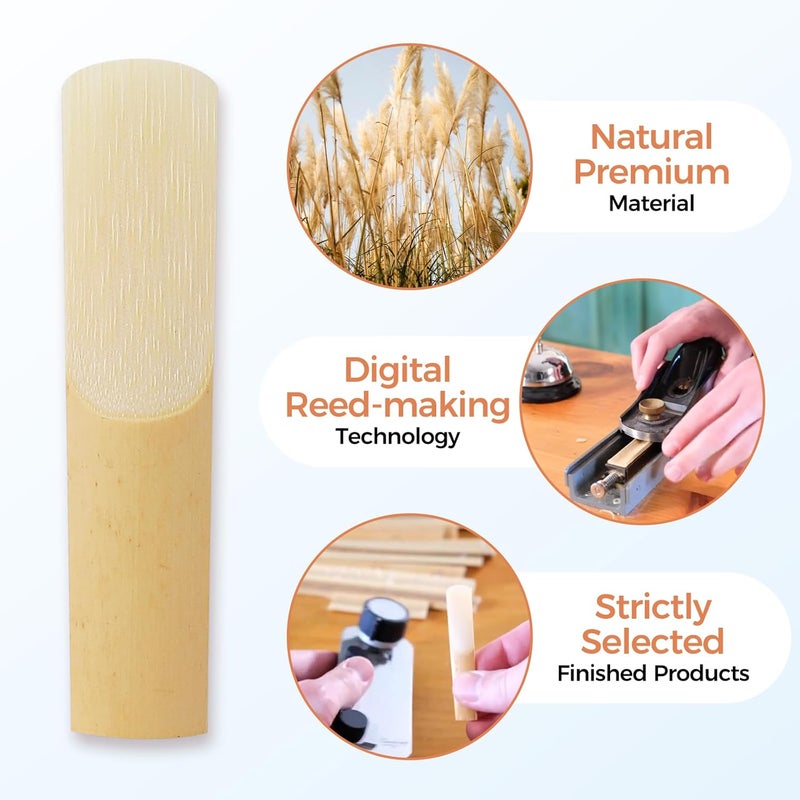 Sovvid Handcrafted Alto Saxophone Reeds 3.0 – Premium Natural Cane, Warm & Rich Tone, Durable & Consistent, Thinner Tip for Easy Play, Individually Packed with Portable Reed Case (Box of 10) - Image 2